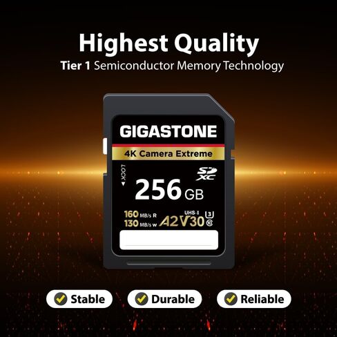 【5-Years Data Recovery】 GIGASTONE 256GB SD Card with USB Type C Card Reader, 4K Camera Extreme, A2 V30 U3 C10 SDXC Memory Card High Speed, Compatible with Canon Kodak Olympus Digital Camera in Saudi Arabia