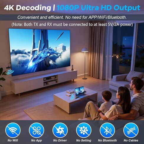 جهاز إرسال واستقبال HDMI لاسلكي 328FT/100M، فك تشفير 4K 1080P@60 هرتز، موسع HDMI لاسلكي، التوصيل والتشغيل المحمول 2.4G&5G ثنائي النطاق لدفق الفيديو والصوت للشاشة من الكمبيوتر المحمول/صندوق التلفزيون in Saudi Arabia