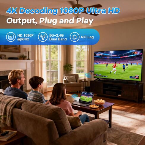 جهاز إرسال واستقبال HDMI لاسلكي 328FT/100M، فك تشفير 4K 1080P@60 هرتز، موسع HDMI لاسلكي، التوصيل والتشغيل المحمول 2.4G&5G ثنائي النطاق لدفق الفيديو والصوت للشاشة من الكمبيوتر المحمول/صندوق التلفزيون in Saudi Arabia