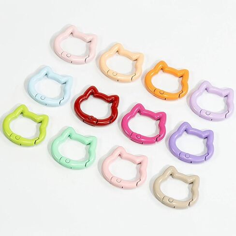 12-Pack Cat Carabiner Keychain Set, Zinc Alloy Cat Head Clasp Snap Hook for Keychain Making, 12 Colors in Saudi Arabia