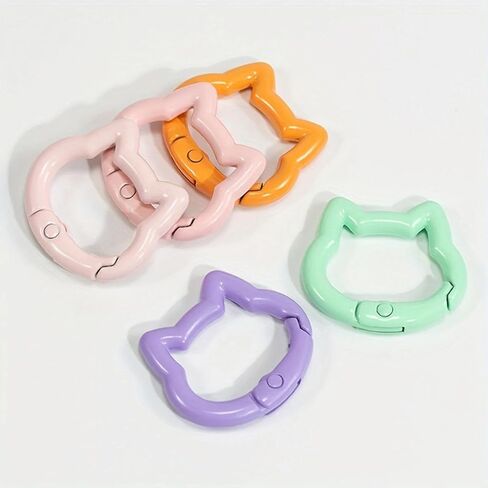 12-Pack Cat Carabiner Keychain Set, Zinc Alloy Cat Head Clasp Snap Hook for Keychain Making, 12 Colors in Saudi Arabia
