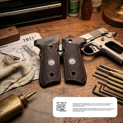 ويلسون كومبات - بلاك شيري - مقابض G10 رفيعة للغاية - تناسب بيريتا 92 و96-728-FS-UT-BC in Kuwait