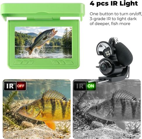 Fishing Camera, 220° Ultra-Wide HD Underwater Fishing Camera with 4.3" LCD & IR Night Vision, 5000mAh Rechargeable Battery 100ft Cable for Ice Lake Boat Kayak Fishing in Saudi Arabia
