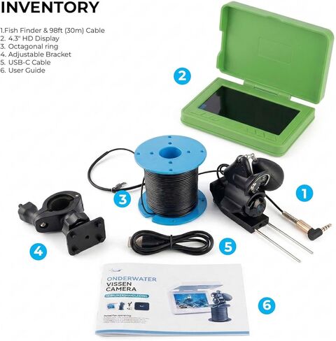 Fishing Camera, 220° Ultra-Wide HD Underwater Fishing Camera with 4.3" LCD & IR Night Vision, 5000mAh Rechargeable Battery 100ft Cable for Ice Lake Boat Kayak Fishing in Saudi Arabia