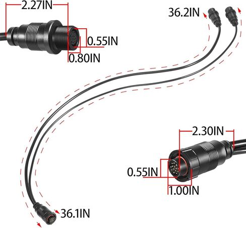 720111-1 14 M ID SIDB Y Splitter Cable fits for Humminbird SOLIX, APEX, XPLORE | Connect Side Imaging & 2D Transducers | Supports Airmar Transducer ID | 30 Inch Durable Y Cable in Saudi Arabia