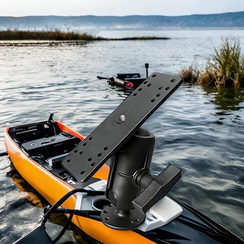 Strg 1.5" Ball Mount with 3.7" Double Socket Arm, Rectangular Plate and Round Base, C Size 1.5“ Ball AMPS Mount for Small/Medium Sized Fish Finder Mounting Tablet and Laptop Mounting in Saudi Arabia