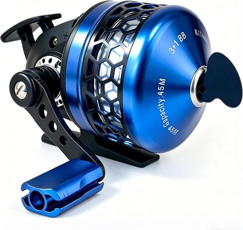 Spincast Fishing Reel, 3.9:1 Gear Ratio, Pre-Spooled, Left/Right Hand Reversible, Aluminum, Black, for Freshwater Trout, Catfish and Bass in Saudi Arabia