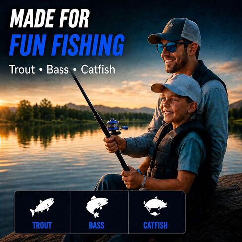 Spincast Fishing Reel, 3.9:1 Gear Ratio, Pre-Spooled, Left/Right Hand Reversible, Aluminum, Black, for Freshwater Trout, Catfish and Bass in Saudi Arabia