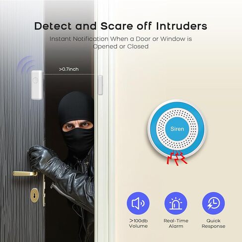 أنظمة أمان المنزل LWOHSI مع مستشعرات الباب/النافذة وكاشفات الحركة، مجموعات إنذار ضد السرقة اللاسلكية مع تنبيهات التطبيق في الوقت الحقيقي، متوافقة مع Alexa وGoogle، بدون رسوم شهرية in Kuwait