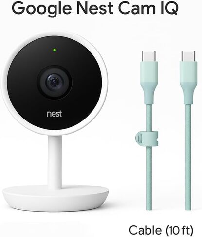 Google Nest Cam IQ Indoor Security Camera – Replacement Unit – 4K Sensor, 1080p HD, Supersight, Assistant – White – Includes Camera Only + 10 FT USB-C to USB-C Cable in Saudi Arabia