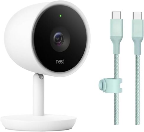 Google Nest Cam IQ Indoor Security Camera – Replacement Unit – 4K Sensor, 1080p HD, Supersight, Assistant – White – Includes Camera Only + 10 FT USB-C to USB-C Cable in Saudi Arabia