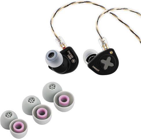 Linsoul SIMGOT EW300 HBB 1DD+1Planar+1PZT محرك هجين في شاشة الأذن، سماعات أذن سلكية IEM وKiwi Ears Flex Earbud Tips، نصائح بديلة من السيليكون IEM in Kuwait