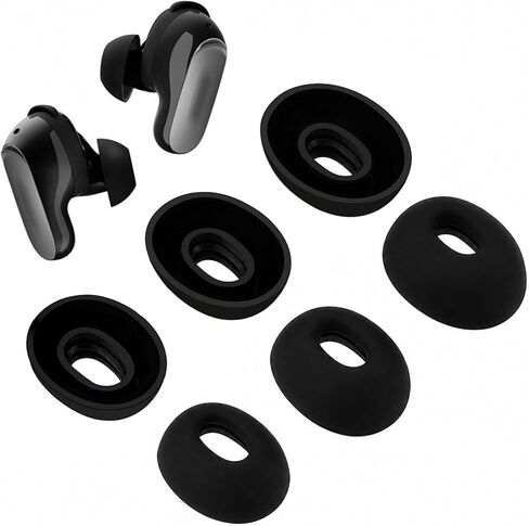 أطراف أذن بديلة متوافقة مع سماعات الأذن Bose QuietComfort Ultra (2023)، أطراف أذن من السيليكون الناعم مع صندوق تخزين محمول (3، أسود، صغير/متوسط/كبير) in Kuwait
