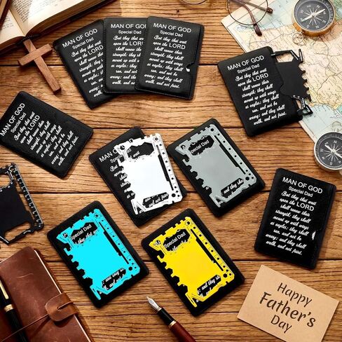 30 Pcs Fathers Day Church Gifts Bulk Man of God Gift Bulk Credit Card Wallet Multitool 46 in 1 Metal Stainless Steel Survival Pocket Tool Multipurpose with Bible Verse for Father in Saudi Arabia