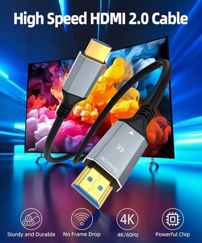 كابل HDMI من الألياف الضوئية بطول 100 قدم بدقة 4K@60 هرتز HDR، كابل HDMI بصري نشط مصمم للتشغيل بطول 100 قدم، سلك HDMI نحيف مُصنف داخل الحائط لجهاز العرض والمسرح المنزلي والتلفزيون in Kuwait