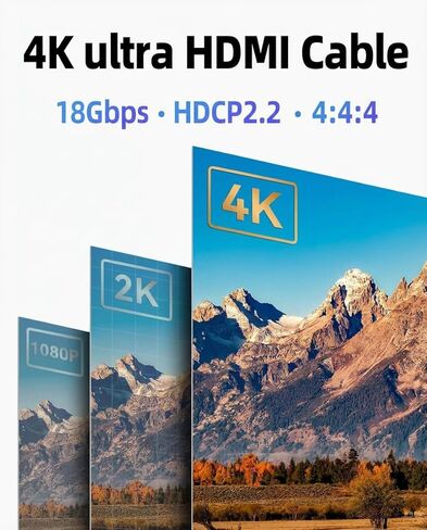 كابل HDMI من الألياف الضوئية بطول 100 قدم بدقة 4K@60 هرتز HDR، كابل HDMI بصري نشط مصمم للتشغيل بطول 100 قدم، سلك HDMI نحيف مُصنف داخل الحائط لجهاز العرض والمسرح المنزلي والتلفزيون in Kuwait