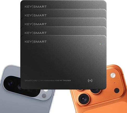 KeySmart SmartCard (Gen 3) MFI-Certified Wallet Tracker Card, Dual Network Compatible with Apple Find My & Google Find Hub, Rechargeable GPS Item Finder, Tracking for Luggage Tag, Waterproof in Saudi Arabia