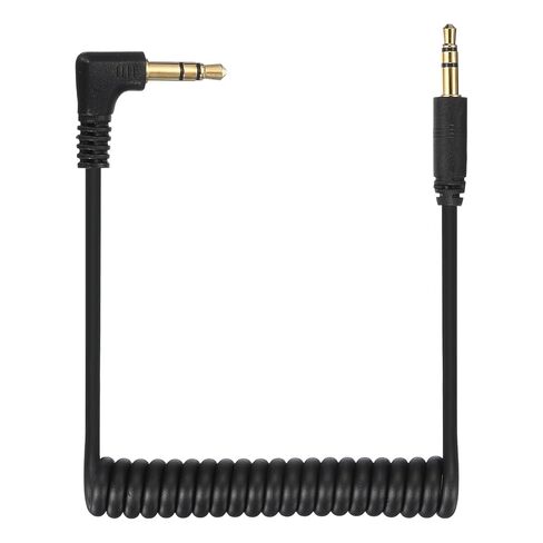 2 Set 3.5mm TRS to TRS Patch Cable Cord Wire, Straight-Angle Microphone Patch Cable Coiled Retractable for DSLR Cameras PC, Black(3-Pole to 3-Pole) in Saudi Arabia
