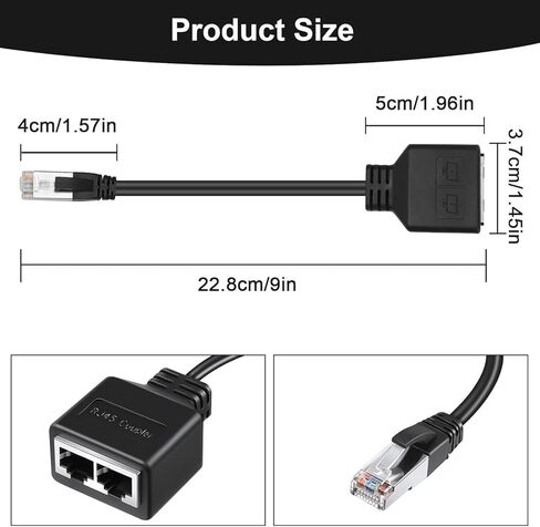 RJ45 Ethernet Cable Splitter 1 to 2 Network Adapter, Ethernet Splitter LAN Connection Male to Female Adapter for Cat5/Cat5e/Cat6 in Saudi Arabia