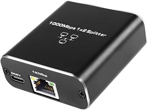 Ethernet Splitter Adapter RJ45 Cable LAN Network Internet 1 in 2 Output with USB Type-C Power Cable for Cat5/5e/6/7/8 in Saudi Arabia