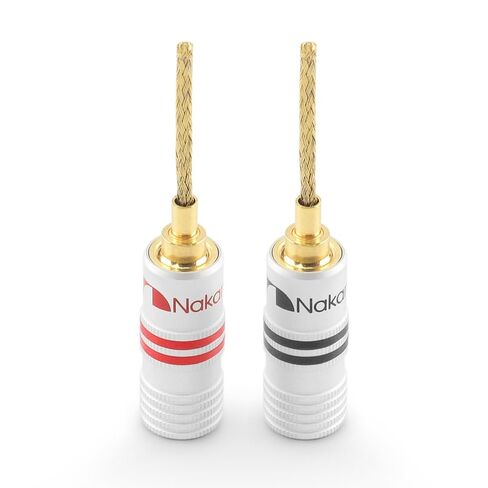 Nakamichi GrubLock Excel Series 24k Gold Plated Flex 2mm Pin Banana Plugs 10 AWG - 18 AWG Gauge Size for Spring Clip Terminal Speakers Amplifier Hi-Fi Wire Cable, Screws Connector, 16 Pcs (8 Pairs) in Saudi Arabia