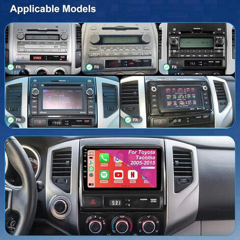 راديو سيارة أندرويد لتويوتا تاكوما 2005-2015، 9 بوصة تاكوما ستيريو ترقية دعم Carplay اللاسلكي Android Auto، وحدة رأس شاشة تعمل باللمس مع نظام تحديد المواقع العالمي (GPS) وكاميرا احتياطية بلوتوث FM DSP SWC 5GWiFi in Kuwait