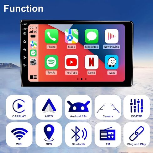 راديو سيارة أندرويد لتويوتا تاكوما 2005-2015، 9 بوصة تاكوما ستيريو ترقية دعم Carplay اللاسلكي Android Auto، وحدة رأس شاشة تعمل باللمس مع نظام تحديد المواقع العالمي (GPS) وكاميرا احتياطية بلوتوث FM DSP SWC 5GWiFi in Kuwait