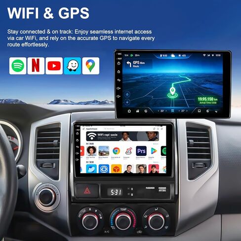 راديو سيارة أندرويد لتويوتا تاكوما 2005-2015، 9 بوصة تاكوما ستيريو ترقية دعم Carplay اللاسلكي Android Auto، وحدة رأس شاشة تعمل باللمس مع نظام تحديد المواقع العالمي (GPS) وكاميرا احتياطية بلوتوث FM DSP SWC 5GWiFi in Kuwait