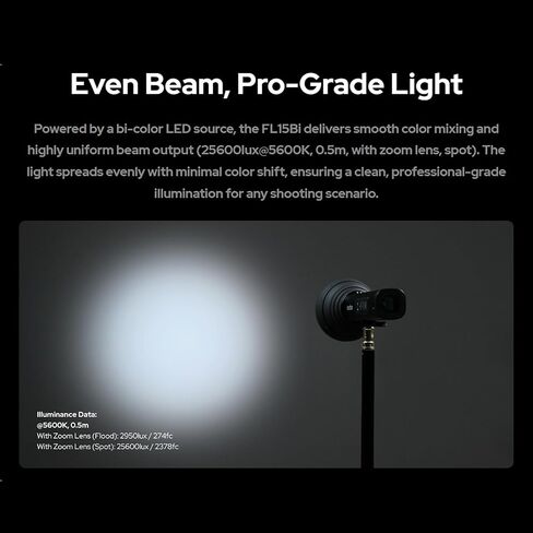 Godox FL15Bi Portable LED Video Flash Light, Bi-Color 2800K-6500K Camera Flash,253g Pocket Light with Silicone Zoom Lens, Barndoors,4750mAh Battery,CRI≈97 TLCI≈98,11 FX Effects in Saudi Arabia