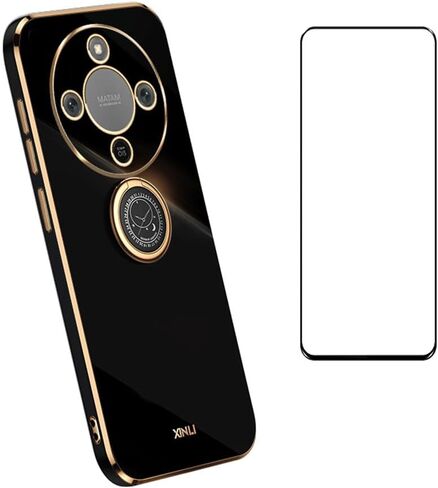 Compatible with Honor X9D 5G / Honor Magic 8 Lite Case Slim Soft Cover with Screen Protector,TPU Bumper with Kickstand Ring Holder Protective Cover,White in Saudi Arabia