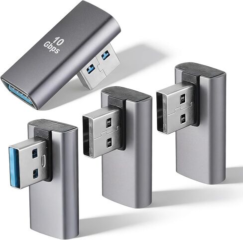 4 قطع محول USB 90 درجة محول زاوية يو اس بي اليمنى والزاوية اليسرى واليمنى USB A ذكر إلى أنثى محولات USB-3.1 10 جيجا بايت في الثانية محول موسع لأجهزة الكمبيوتر المحمول والكمبيوتر المحمول وبنك الطاقة USB-A شاحن سيارة لمعظم أجهزة USB in Saudi Arabia