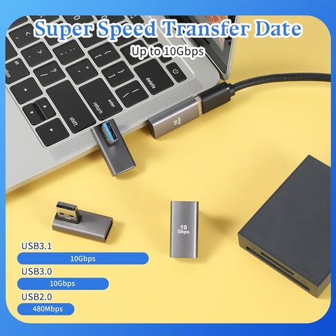 4 قطع محول USB 90 درجة محول زاوية يو اس بي اليمنى والزاوية اليسرى واليمنى USB A ذكر إلى أنثى محولات USB-3.1 10 جيجا بايت في الثانية محول موسع لأجهزة الكمبيوتر المحمول والكمبيوتر المحمول وبنك الطاقة USB-A شاحن سيارة لمعظم أجهزة USB in Saudi Arabia