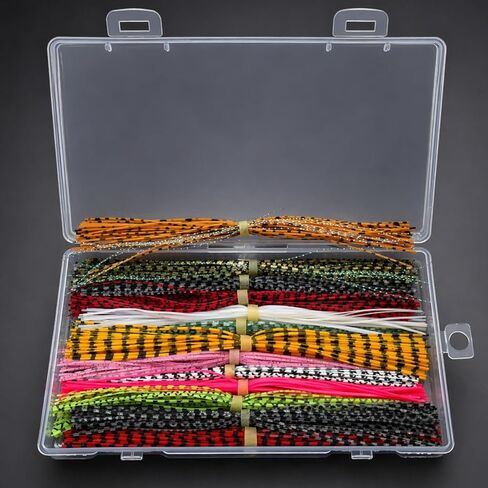 Fly Tying Materials - 13 Colors Rubber Legs Silicone Skirt, 2 with Flash Tinsel, Pre-Sorted Bundles for Jig Spinnerbait Lures, Fly Tying Supplies with Storage Case in Saudi Arabia