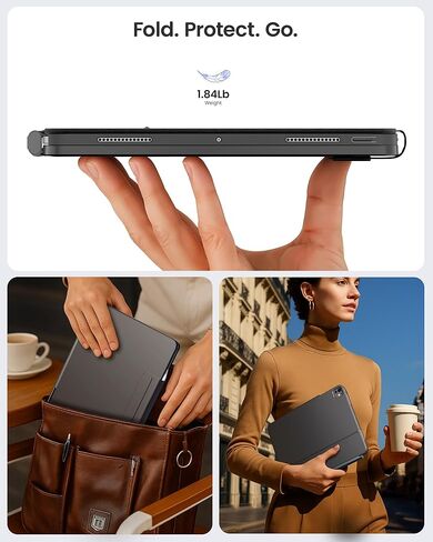 حافظة لوحة المفاتيح Edge+ لجهاز iPad Pro مقاس 13 بوصة (M5/M4، 2025/2024)، لوحة مفاتيح باللون الأسود مع إضاءة خلفية 11 لونًا، متعددة الأوضاع، حافظة خلفية من ألياف الكربون قابلة للإزالة، حامل عائم مغناطيسي، لوحة تتبع أكبر in Saudi Arabia