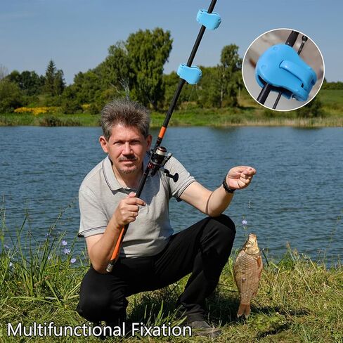 8-Piece Multifunctional Telescopic Rod Clip - Auto Fixed Fishing Pole Holder with Elastic Strap for Various Size Poles in Saudi Arabia