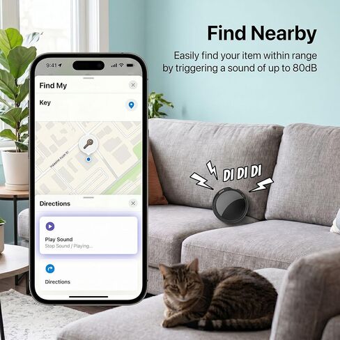 2 حزمة من علامات تعقب الهواء [معتمدة من Apple MFi] تعمل مع Apple Find My App (iOS فقط) جهاز البحث عن المفاتيح عبر البلوتوث، علامة ذكية لتحديد المواقع الصغيرة، إنذار 100 ديسيبل، بطارية لمدة عامين بدون رسوم فرعية مع صوت لمحفظة الأمتعة والحيوانات الأليفة in Kuwait