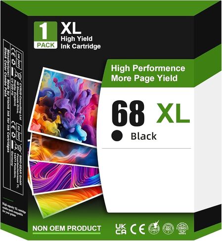 68 خراطيش حبر لـ Envy 6555e 6155e Ink متوافقة مع HP 68 Coll Color Ink Combo Pack متوافقة مع Envy 6552E 6555E 6155E 6152E 6558E 6552 E 6555 E PRINTER (1 Black ، 1 TRI-COLOR) in Kuwait