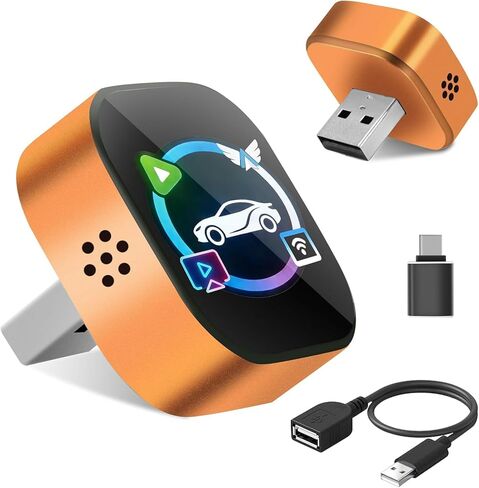محول CarPlay اللاسلكي 4 في 1 محول انعكاس شاشة السيارة لتشغيل التلفزيون على شاشة السيارة لأجهزة iPhone وAndroid، ترقية دعم Airplay&Mirror Link، CarPlay&Android Auto، سلكي إلى لاسلكي، التوصيل والتشغيل in Kuwait