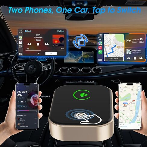 محول Carplay لاسلكي 2026 لهاتف iPhone، تحويل سلكي إلى لاسلكي بنقرة واحدة، مفتاح متعدد الأجهزة، توصيل تلقائي، لا تأخير للسيارات 2018+ مع Carplay مدمج in Saudi Arabia