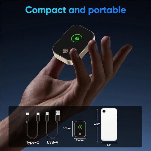 محول Carplay لاسلكي 2026 لهاتف iPhone، تحويل سلكي إلى لاسلكي بنقرة واحدة، مفتاح متعدد الأجهزة، توصيل تلقائي، لا تأخير للسيارات 2018+ مع Carplay مدمج in Saudi Arabia