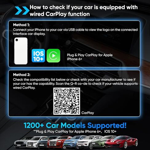 محول Carplay لاسلكي 2026 لهاتف iPhone، تحويل سلكي إلى لاسلكي بنقرة واحدة، مفتاح متعدد الأجهزة، توصيل تلقائي، لا تأخير للسيارات 2018+ مع Carplay مدمج in Saudi Arabia