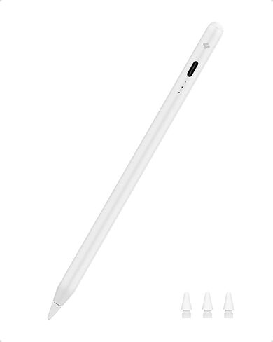 قلم Spigen Stylus DA12 لجهاز iPad [iPad/iPad Pro/iPad Air/iPad mini] [حساس للإمالة] [رفض راحة اليد] [مرفق مغناطيسي] مع طرف قلم إضافي، أبيض in Kuwait
