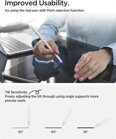 قلم Spigen Stylus DA12 لجهاز iPad [iPad/iPad Pro/iPad Air/iPad mini] [حساس للإمالة] [رفض راحة اليد] [مرفق مغناطيسي] مع طرف قلم إضافي، أبيض in Kuwait