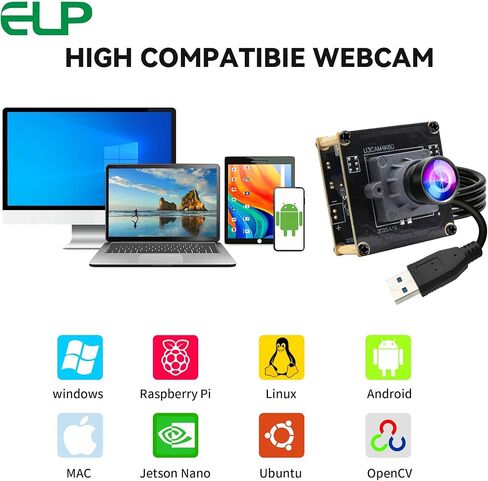 ELP وحدة كاميرا USB عالية السرعة 4K 60FPS للكمبيوتر، Mini UVC 2160P USB3.0/2.0 كاميرات Lightburn لنظام التشغيل Windows، Linux، Mac، Pi، زاوية واسعة 100 درجة (H) لوحة كاميرا ويب IMX678 للكمبيوتر المحمول Jetson Nano in Kuwait