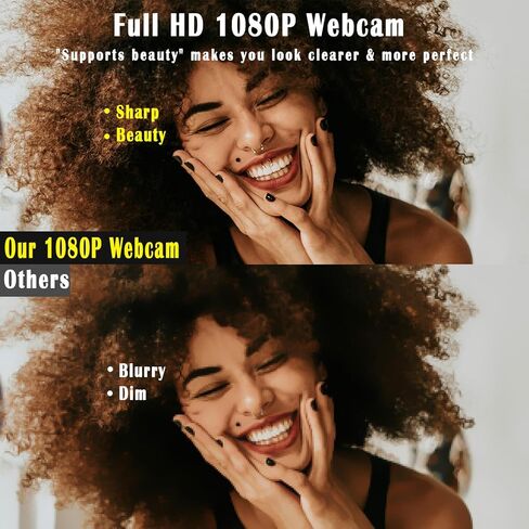 كاميرا ويب 1080 بكسل للكمبيوتر/الكمبيوتر المحمول، وكاميرا ويب USB مع ميكروفون، وإلغاء الضوضاء، ودعم الجمال، والتوصيل والتشغيل مع تصحيح الضوء التلقائي لمكالمات الفيديو، وألعاب البث المباشر والاجتماعات عبر الإنترنت in Kuwait