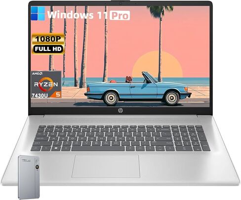 HP 17.3" FHD Business Laptop Computer - 20GB RAM, 512GB SSD, AMD Ryzen 5 7430U CPU, Anti-Glare, Wifi6, Windows 11 Pro Computer with Full-Size Numeric Keypad & Fast Charge for Remote Work & Study in Saudi Arabia