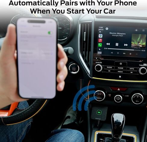 Monster Wireless CarPlay Adapter, Wireless Android Auto Adapter, Convert Wired to Wireless CarPlay & Android Auto, Compact Dongle for Factory Wired CarPlay Cars, USB-C & USB-A Cables Included in Saudi Arabia