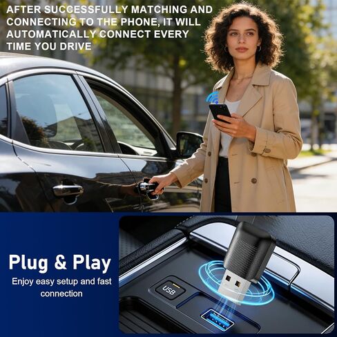 محول DUAIU اللاسلكي CarPlay لأجهزة iPhone وAndroid Auto - توصيل صغير وتشغيل السيارة بدون تأخير، ثنائي النطاق 2.4G/5G، إعادة الاتصال التلقائي، يحول السلك إلى لاسلكي للسيارات 2018+، USB-A وUSB-C in Kuwait