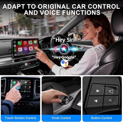 محول DUAIU اللاسلكي CarPlay لأجهزة iPhone وAndroid Auto - توصيل صغير وتشغيل السيارة بدون تأخير، ثنائي النطاق 2.4G/5G، إعادة الاتصال التلقائي، يحول السلك إلى لاسلكي للسيارات 2018+، USB-A وUSB-C in Kuwait