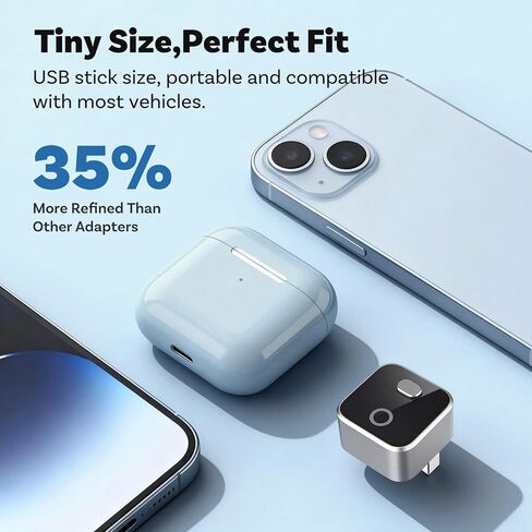Wireless CarPlay & Android Auto Adapter Dongle, WiFi 6 Bluetooth 5.4 for Low Latency, Dual-Phone Memory with One-Tap Switching Button, Ultra-Compact Metal Design for Factory Wired Carplay Cars in Saudi Arabia